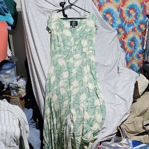 Modcloth Green Floral Maxi Dress